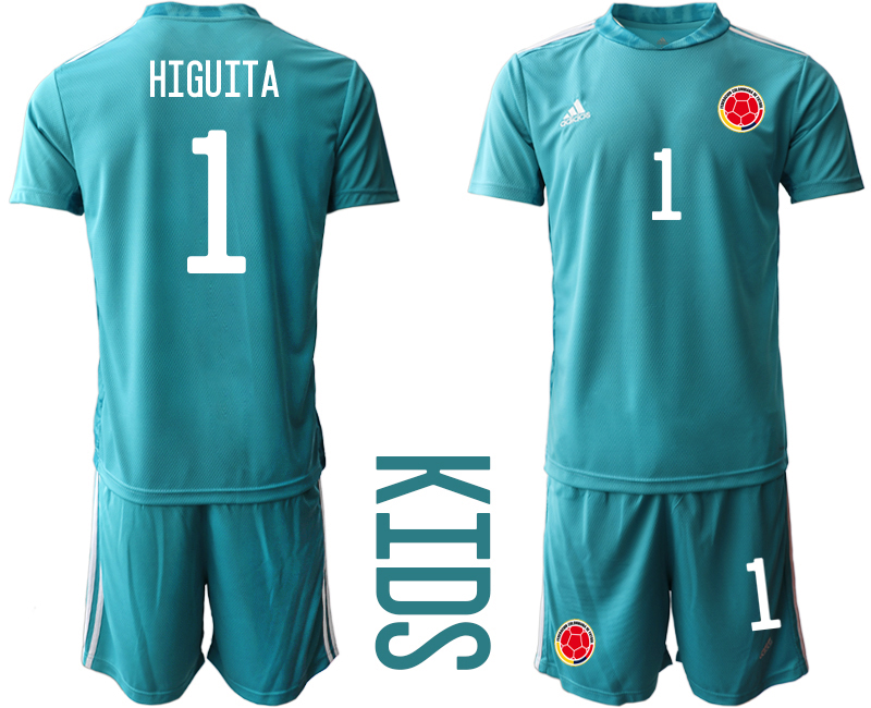 Youth 2020-2021 Season National team Colombia goalkeeper blue #1 Soccer Jersey1